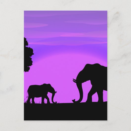Silhouette Elephants Briefkaart (Voorkant)