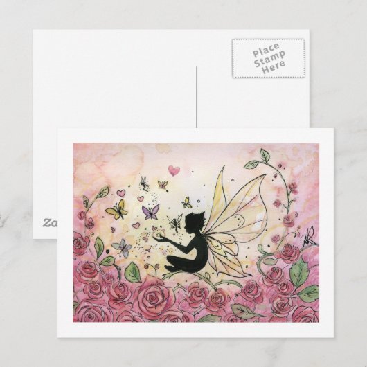 Silhouette en Rozen Briefkaart (Voorkant / Achterkant)