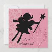 Silhouette Fairy Princess Birthday Invitation Kaart (Voorkant)