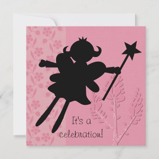 Silhouette Fairy Princess Birthday Invitation Kaart (Voorkant)