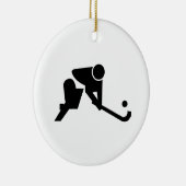 Silhouette Field Hockey Keramisch Ornament (Rechts)