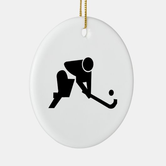 Silhouette Field Hockey Keramisch Ornament (Rechts)