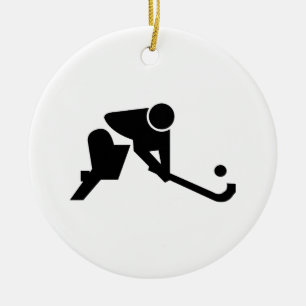 Silhouette Field Hockey Keramisch Ornament