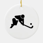 Silhouette Field Hockey Keramisch Ornament (Achterkant)
