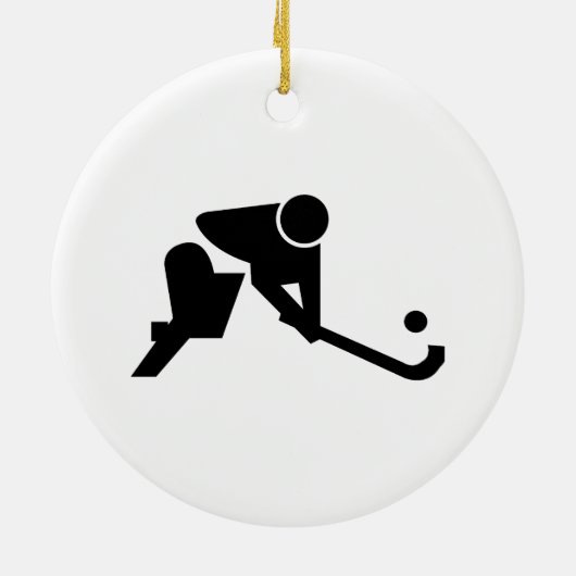 Silhouette Field Hockey Keramisch Ornament (Achterkant)