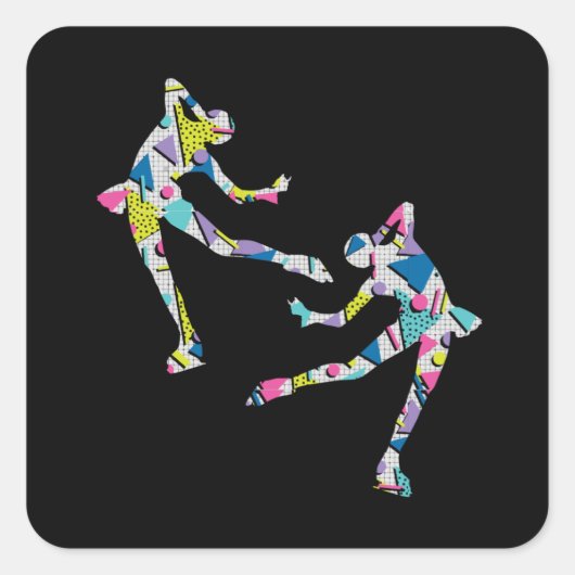 Silhouette Figure Skating Skater Vierkante Sticker (Voorkant)