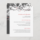 Silhouette-filialen met details over de bruiloft informatiekaartje (Voorkant / Achterkant)