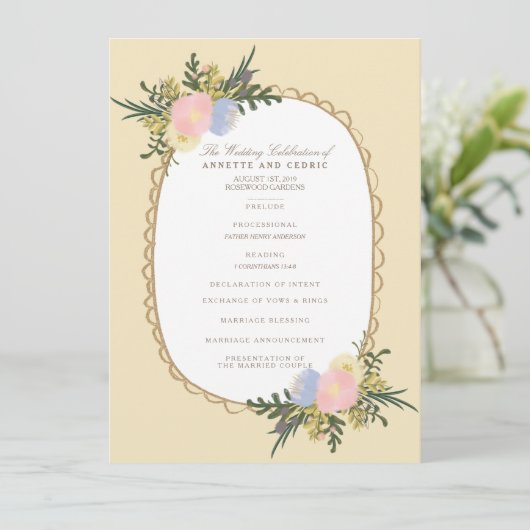 Silhouette Floral Wedding Program Card Programmakaart (Staand voorkant)