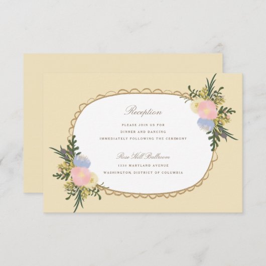  Silhouette Floral Wedding Reception Card Informatiekaartje (Voorkant / Achterkant)