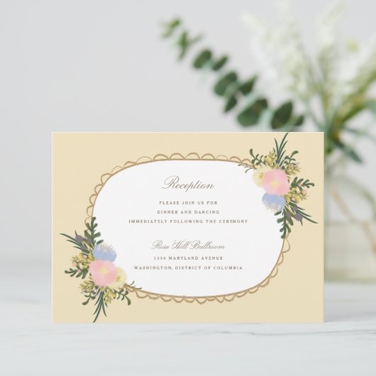  Silhouette Floral Wedding Reception Card Informatiekaartje (Staand voorkant)