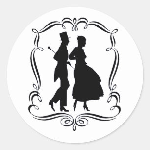 Silhouette Formele Man Vrouw Ronde Sticker