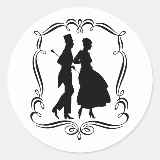  Silhouette Formele Man Vrouw Ronde Sticker (Voorkant)