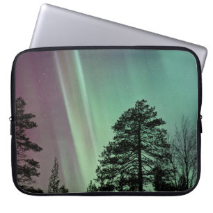 SILHOUETTE FOTO VAN AURORA BOREALIS LAPTOP SLEEVE