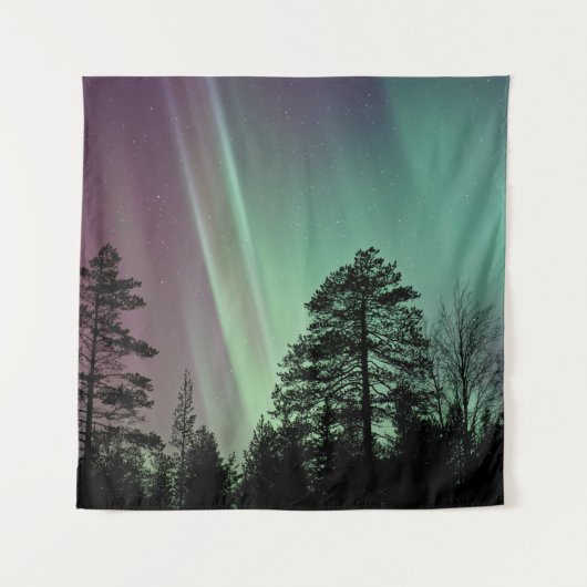 SILHOUETTE FOTO VAN AURORA BOREALIS WANDKLEED (Voorkant)