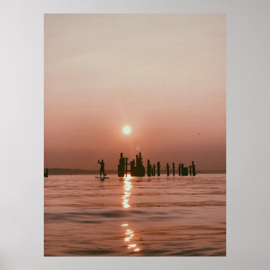SILHOUETTE FOTO VAN PERSOONLIJKE HOLDING BOAT PADD POSTER (Voorkant)