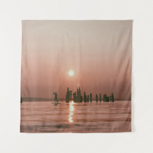 SILHOUETTE FOTO VAN PERSOONLIJKE HOLDING BOAT PADD WANDKLEED