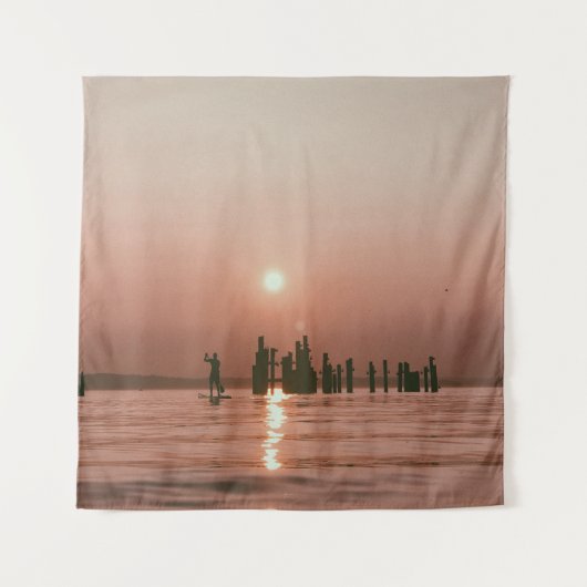 SILHOUETTE FOTO VAN PERSOONLIJKE HOLDING BOAT PADD WANDKLEED (Voorkant)