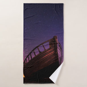 SILHOUETTE FOTOGRAFIE VAN DE SAILHANDBOOT AAN DE L BADHANDDOEK