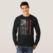 Silhouette Fuse Cutout American Flag Lineman T-shirt (Voorkant volledig)