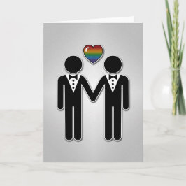 Silhouette Gay Grooms met regenbooghart Kaart