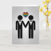Silhouette Gay Grooms met regenbooghart Kaart (Gele Bloem)