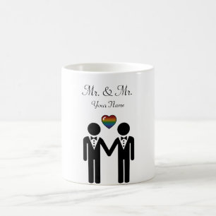 Silhouette Gay Grooms met regenbooghart Koffiemok