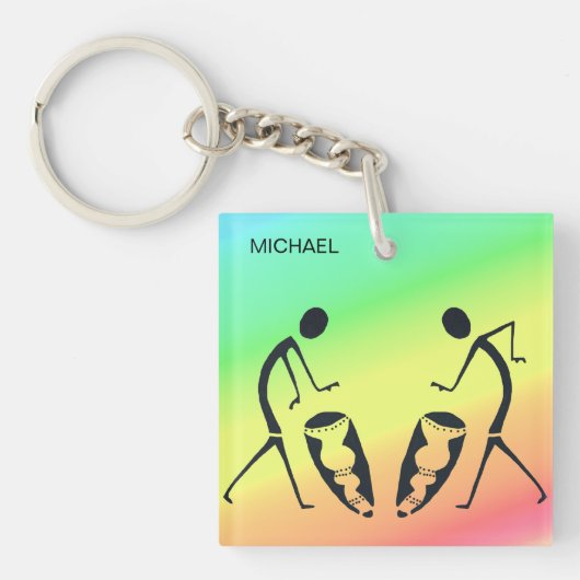 Silhouette Geweldige viering van kleuren Sleutelhanger (Voorkant)