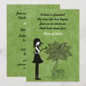 Silhouette Girl, Butterfly en Flower Afstuderen Kaart (Voorkant / Achterkant)