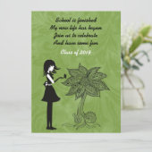 Silhouette Girl, Butterfly en Flower Afstuderen Kaart (Staand voorkant)