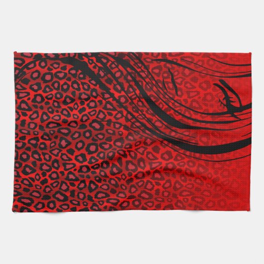Silhouette Girl | Roodluipaard — Dierafdrukken Theedoek (Horizontaal)