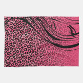 Silhouette Girl | Roze leopard Animal Print Theedoek (Horizontaal)