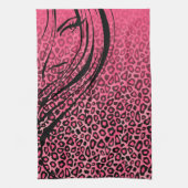 Silhouette Girl | Roze leopard Animal Print Theedoek (Verticaal)