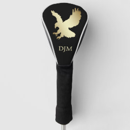 Silhouette Gold Eagle Monogram op zwart Golfheadcover