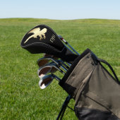 Silhouette Gold Eagle Monogram op zwart Golfheadcover (Insitu)
