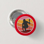 Silhouette golfer lady golfing on red background ronde button 3,2 cm (Voorkant /achterkant)
