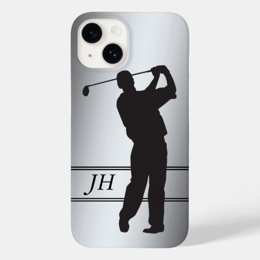 Silhouette Golfer Monogram Case-Mate iPhone Case (Achterkant)
