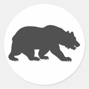 Silhouette grizzly beer-Kies achtergrondkleur Ronde Sticker