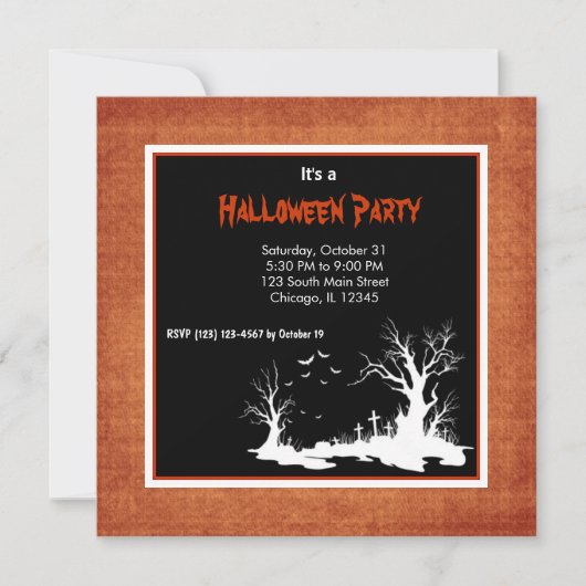Silhouette Halloween Feest Kaart (Voorkant)