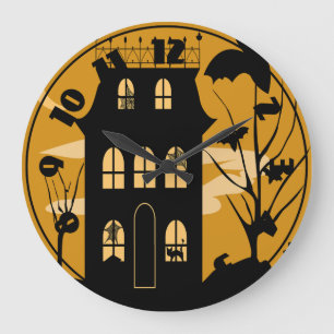 Silhouette Halloween House Clock Grote Klok
