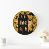 Silhouette Halloween House Clock Grote Klok (Huis)