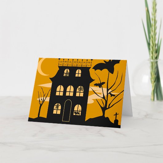 Silhouette Halloween House Wenskaarten Kaart
