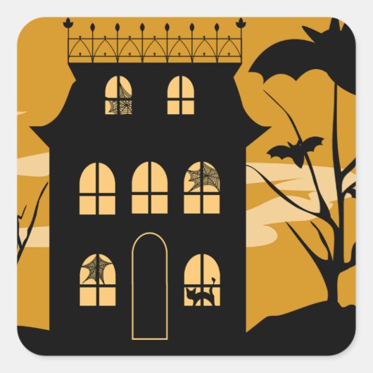 Silhouette Halloween Huis Stickers (Voorkant)