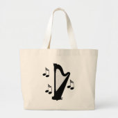 Silhouette Harp Music Gift Grote Tote Bag (Voorkant)