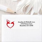Silhouette Heart Deer Couple Red en Black Address Etiket (Insitu)