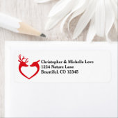 Silhouette Heart Deer Couple Red en Black Address Etiket (Insitu)