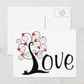 Silhouette Heart LOVE Tree Briefkaart (Voorkant / Achterkant)