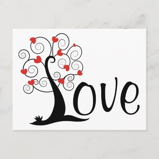 Silhouette Heart LOVE Tree Briefkaart (Voorkant)