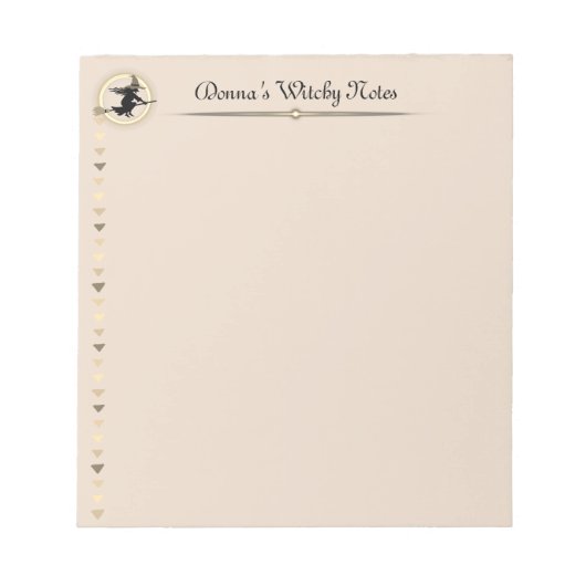 Silhouette Heks Bezemsteel Maan Crème Persoonlijk Notitieblok (Voorkant)