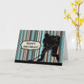 Silhouette Hockey Player Happy Birthday Card Kaart (Gele Bloem)