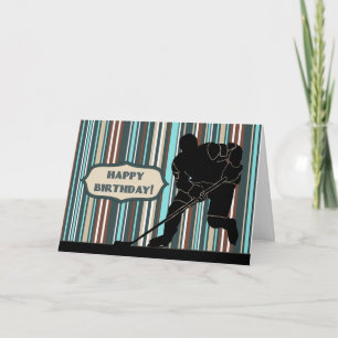 Silhouette Hockey Player Happy Birthday Card Kaart
